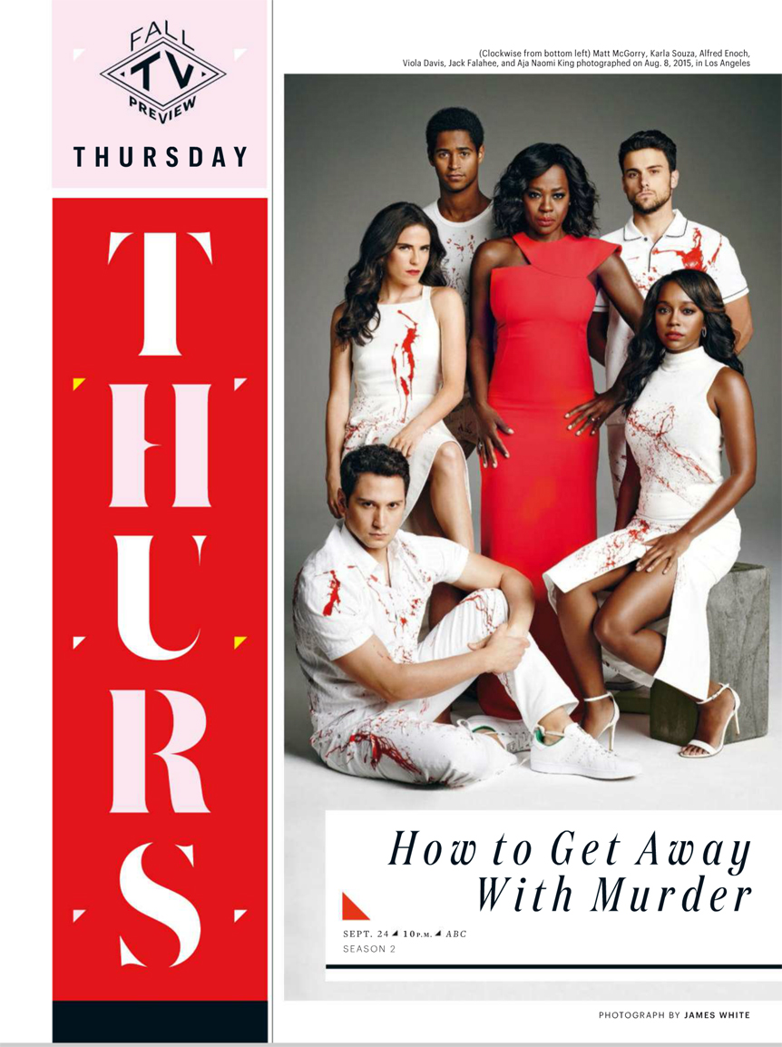 The cast of How To Get Away With Murder in Entertainment Weekly - September 18, 2015
